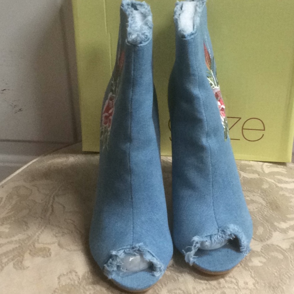 New Glaze open toe denim Chelsea boots Sz 9 - Picture 5 of 9